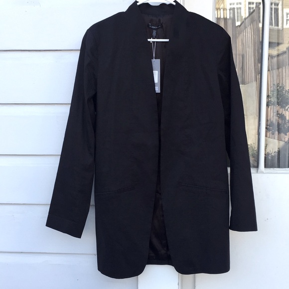 NEW Eileen Fisher Black Ramie Long Jacket Size 12 - Picture 1 of 10